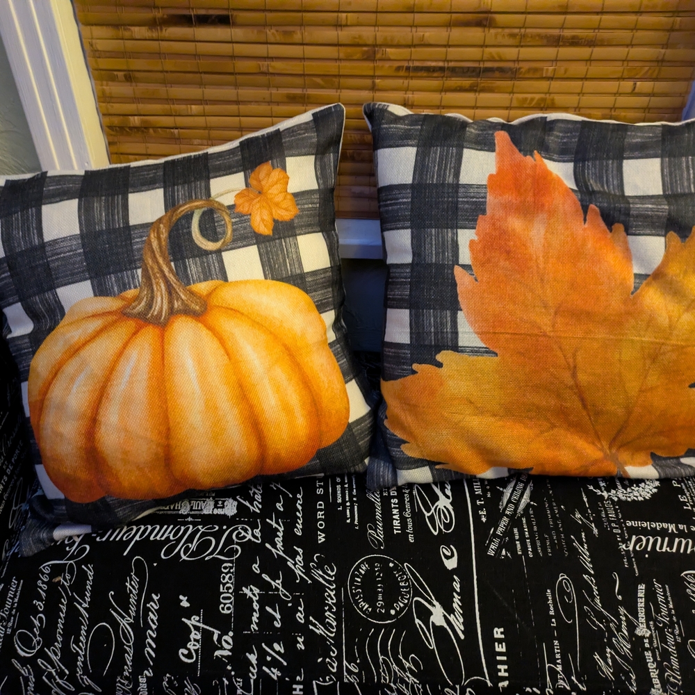Autumn Pumpkin and Leaf Decorative Pillows